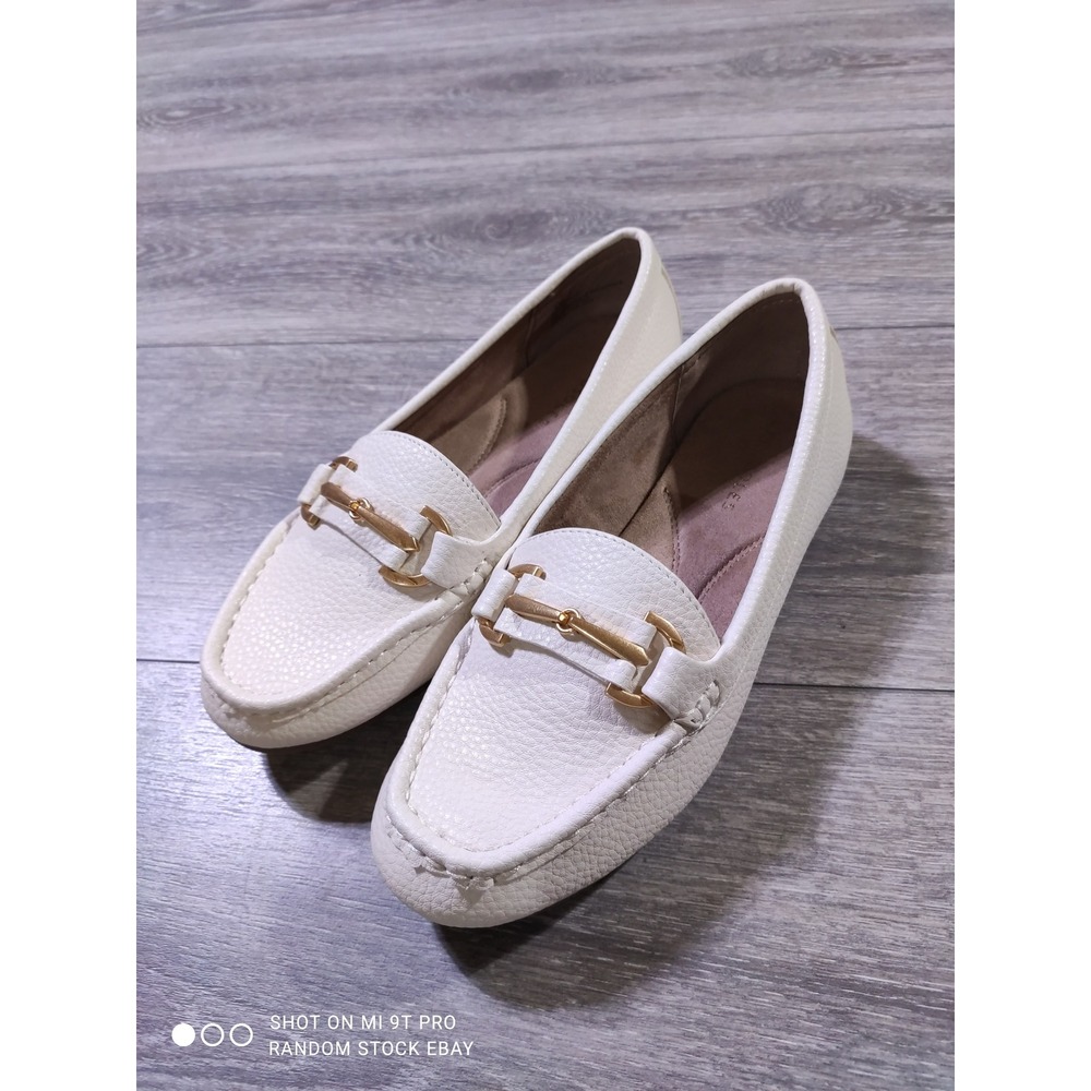 Aerosoles Loafers Adult Size 6.5 White Horsebit Driving Flats Women